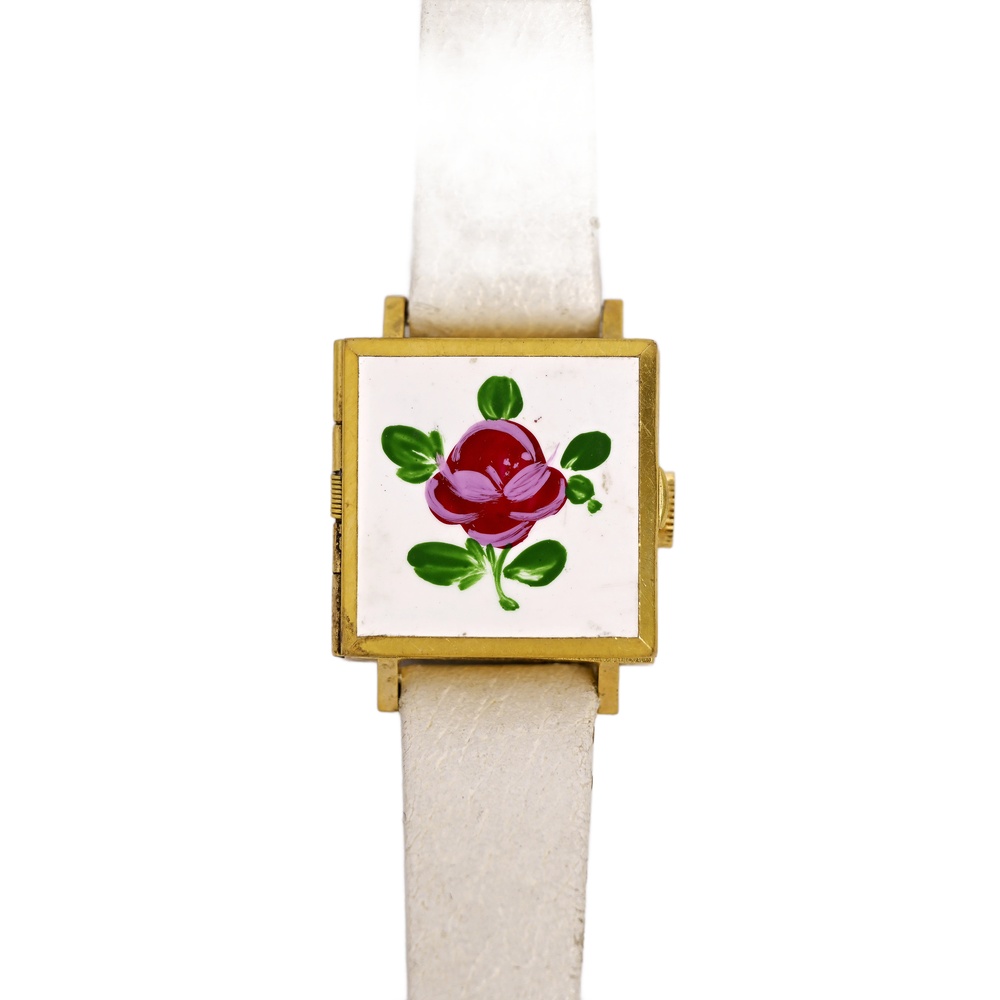 Bucherer Vintage 1970s Ladies Enamel Rose Dial Swiss Made 25mm 24510101